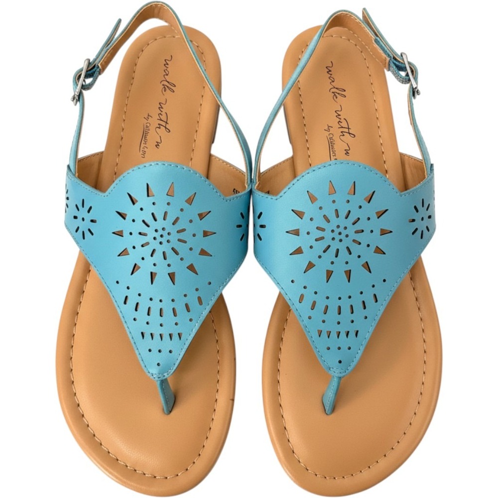 Coldwater Creek Walk With Me Perfed Thong Sandals Ocean Blue 14343 8.5W